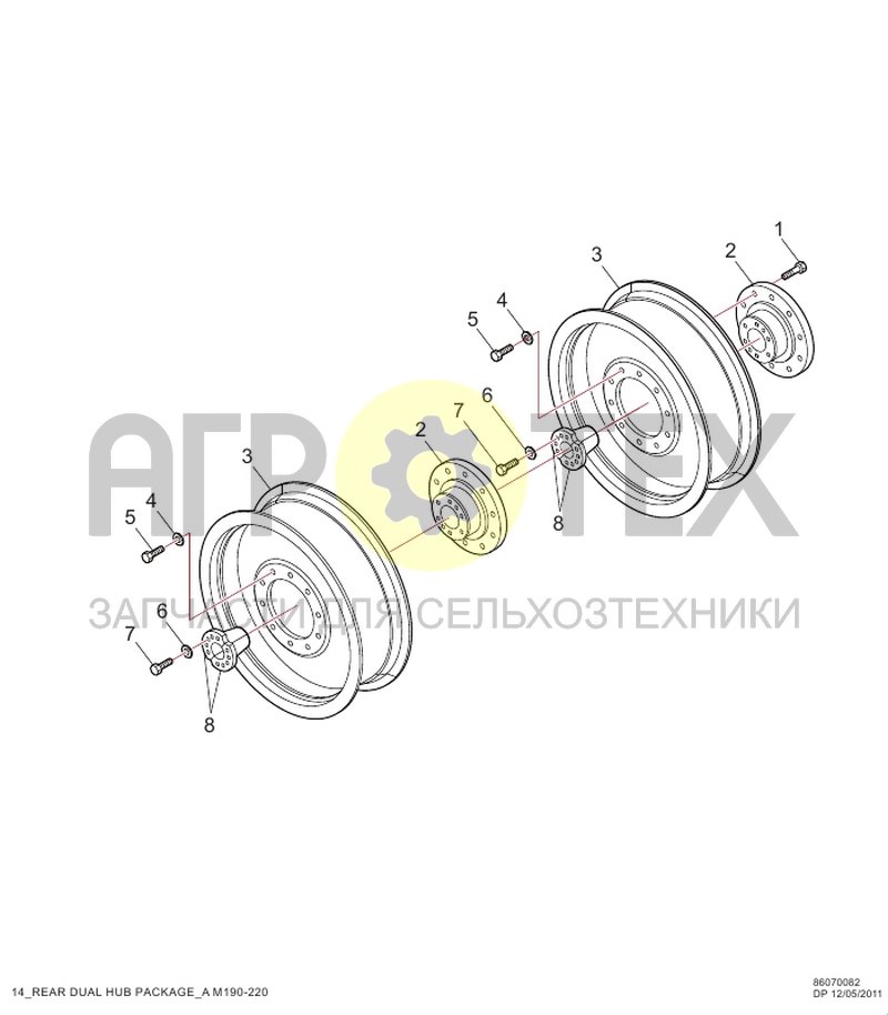 Чертеж Задние ступицы для двойных колес (RC1.14.005)